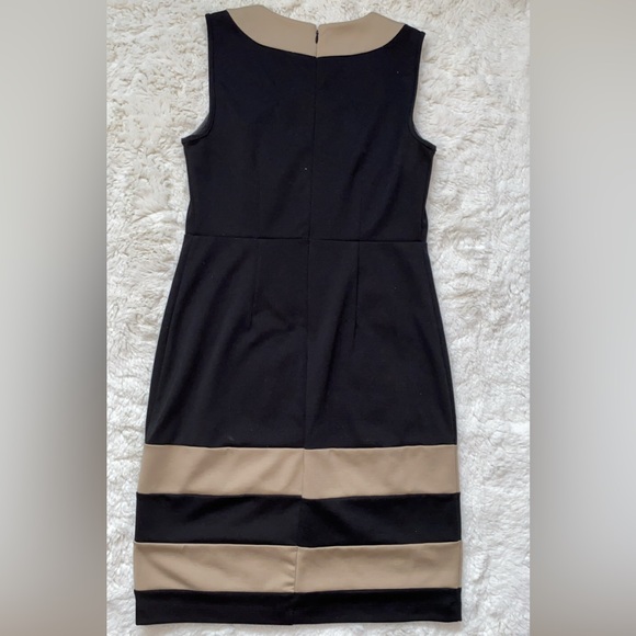 Ann Taylor Black Dress with Beige Trim - Picture 4 of 6